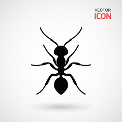 Ant icon, Flat symbol. Isolated sign ant on white background. Vector Illustration. Logo.