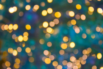 Glitter light defocused and blurred Christmas bokeh background.