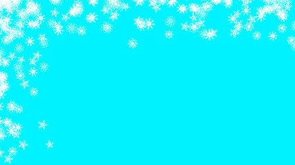 Abstract background with a variety of colorful snowflakes. Big and small.
