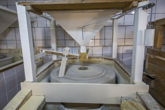 old stone mill still produces flour