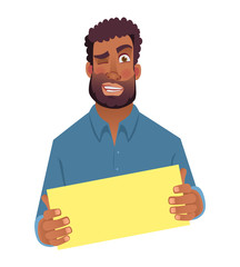 African man holding blank card