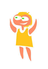 happy girl in yellow dress. vector image for illustration