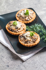 tarts with fresh seasonal mushrooms