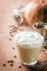 Pumpkin latte with whipped cream