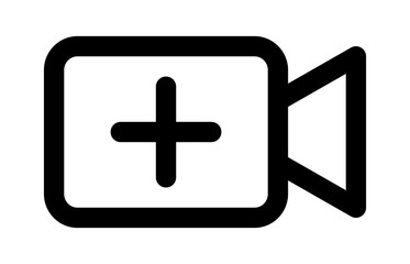 Obraz premium Add new video or upload movie / create media line art vector icon for apps and websites