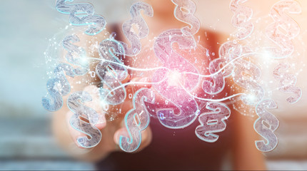 Businesswoman using 3D rendering digital paragraph law symbol