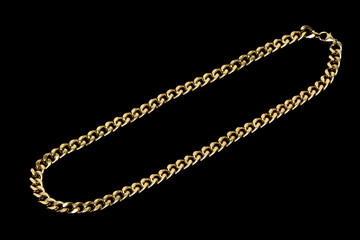 Golden necklace on a black background