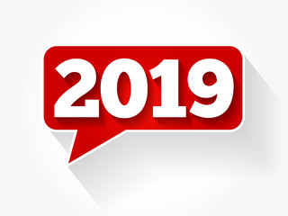 New Year 2019 message bubble, holiday concept background