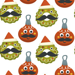 Merry Christmas, winter holidays cute symbolic characters vector seamless pattern.