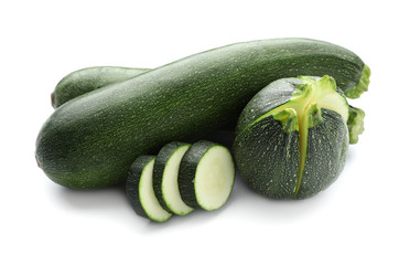 Fresh zucchini on white background