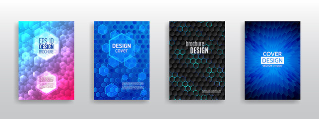 Abstract hexagon flyer design. Vector annual report brochure. Hi-tech cover background. Book cover layout. Modern simple geometric template for business