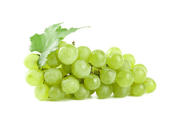 Ripe sweet grapes on white background