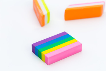 Fototapeta premium Bright pencil eraser isolated on white background
