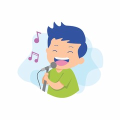 Singing Karaoke with a man character vector