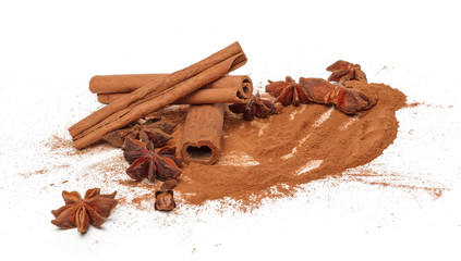 Cinnamon sticks isolated on white background