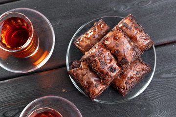 Traditional Baklava on Wooden Table