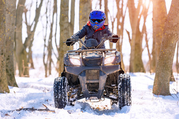 Travel in the winter on the ATV. Beautiful winter nature. © Ахтем