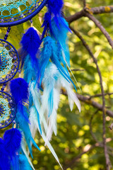 Handmade dream catcher with feathers threads and beads rope hanging