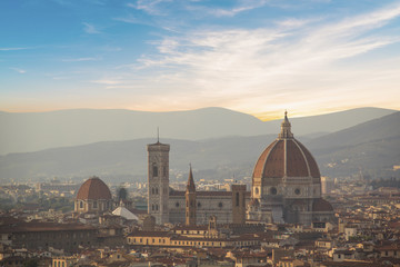 Fototapeta premium Beautiful view of Santa Maria del Fiore and Giotto's Belltower in Florence, Italy