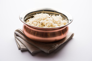 Cumin rice / Indian Jeera Rice in a bowl, selective focus