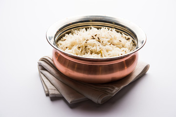 Cumin rice / Indian Jeera Rice in a bowl, selective focus