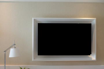 Blank TV hanging on wall
