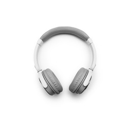 Modern headphones on white background