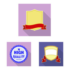 Vector design of emblem and badge sign. Set of emblem and sticker vector icon for stock.