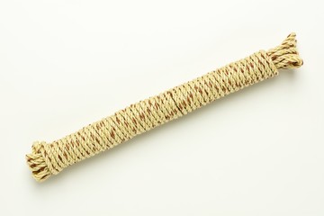 brown plastic rope isolated on white background.