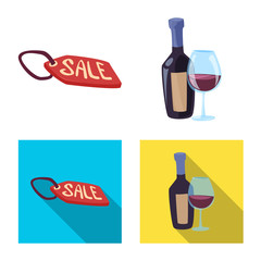 Isolated object of food and drink sign. Set of food and store stock vector illustration.