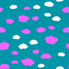 Clouds and sky Seamless vector EPS 10 Multicolor Figures. Texture for print and Banner. Flat style