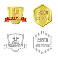 Isolated object of emblem and badge logo. Set of emblem and sticker vector icon for stock.