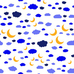 Clouds and sky Seamless vector EPS 10 Multicolor Figures. Texture for print and Banner. Flat style
