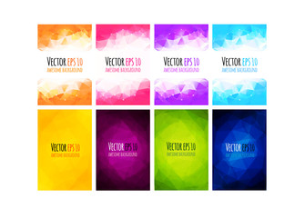 Set of vector colorful business background. Abstract geometric corporate design. Lowpoly illustration.