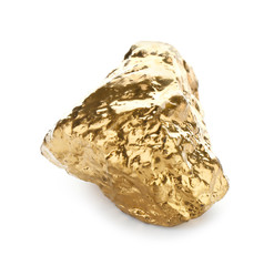Gold nugget on white background