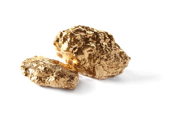 Gold nuggets on white background