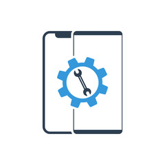 Settings on smartphone screen. Phone fix repair icon logo vector