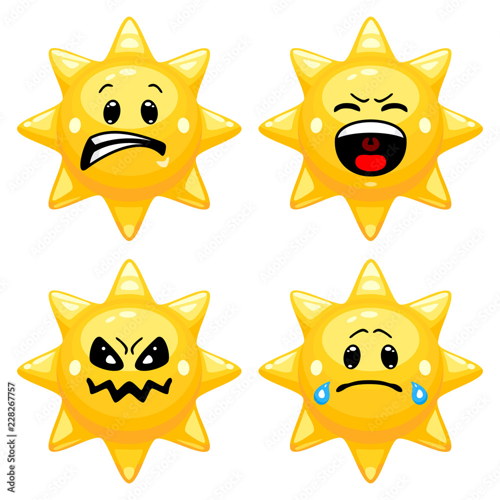 Canvas Prints vector set of sun emoticons. collection of sun characters with different emotions in cartoon style o