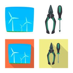 Vector design of electricity and electric logo. Collection of electricity and energy vector icon for stock.