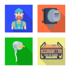 Isolated object of electricity and electric logo. Collection of electricity and energy stock symbol for web.