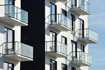 Balconies at modern architecture - obrazy, fototapety, plakaty