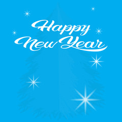 happy new year and merry christmas concept blue background flat greeting card vector illustration