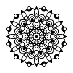 Oriental silhouette ornament. Laser cutting mandala. Black floral pattern. Vector coaster design.