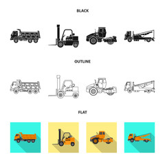 Vector illustration of build and construction icon. Set of build and machinery stock vector illustration.