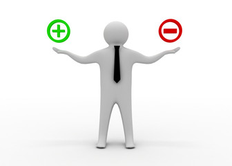3d man with plus and minus sign