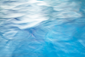 The smooth natural blue water background with bokeh  abstract on the sea or ocean,vintage and soft colored blur.