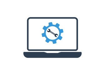 Computer Repair - Digital Computer Logo. symbol repair service vector