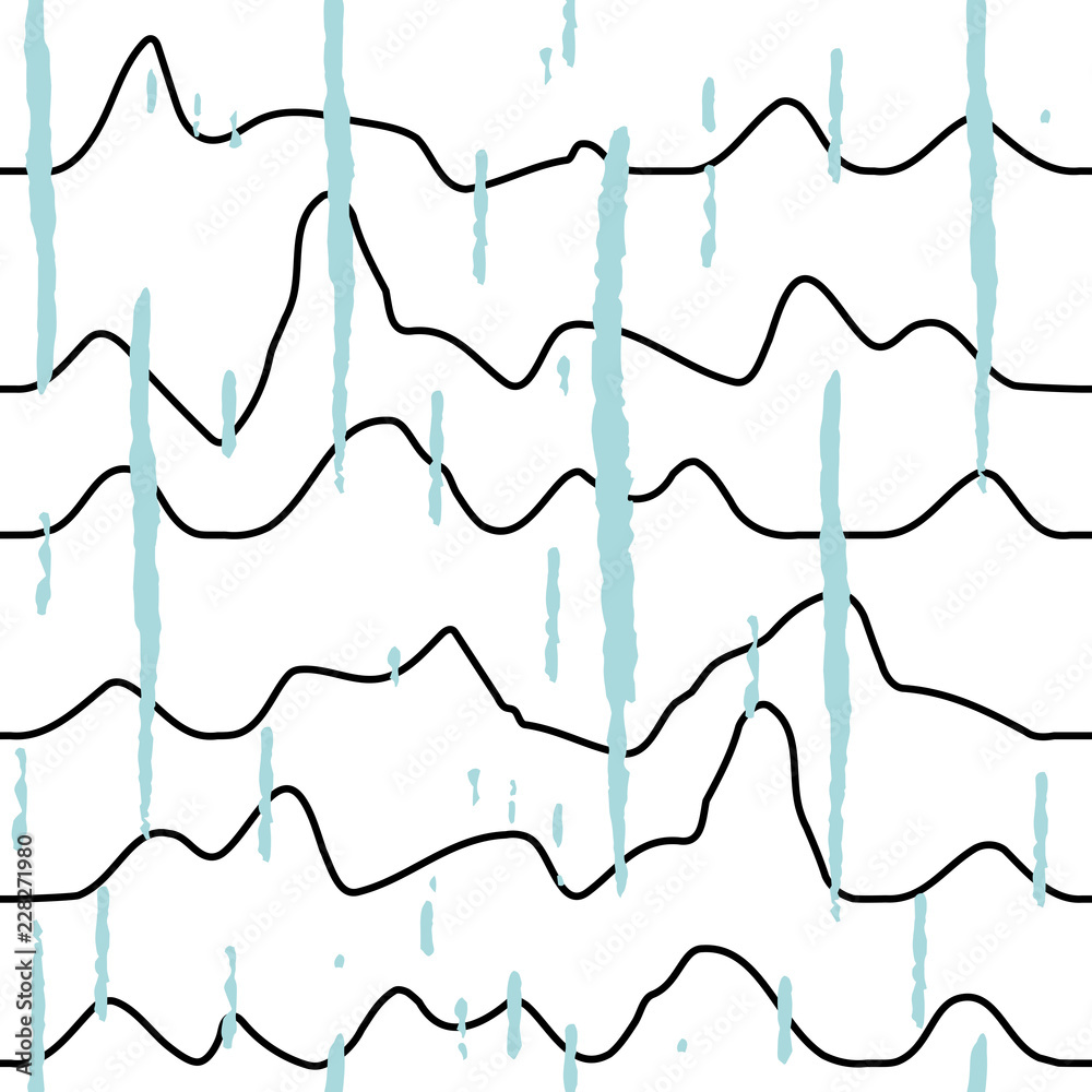 Poster Abstract wavy line pattern, seamless vector geometric background.