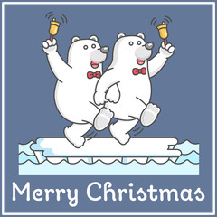 Cute polar bear dancing for Merry Christmas Celebration flat cartoon design for book decoration and design elements. Vector illustration.