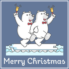 Cute polar bear dancing for Merry Christmas Celebration flat cartoon design for book decoration and design elements. Vector illustration.